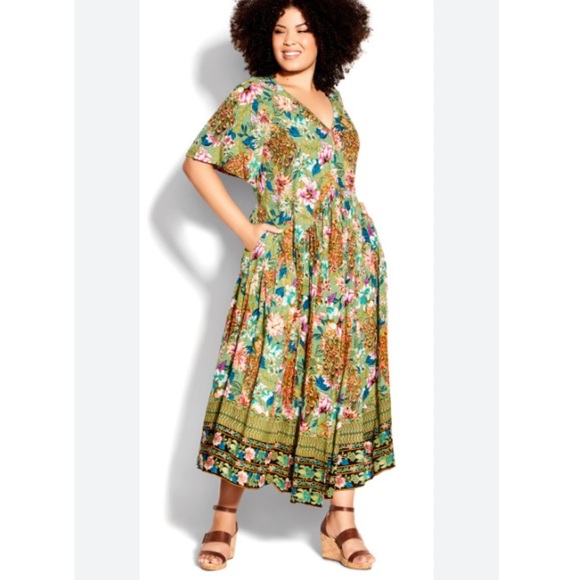 Loralette NWT Journey Maxi Dress in Green Floral Size 26/28 - Picture 1 of 16